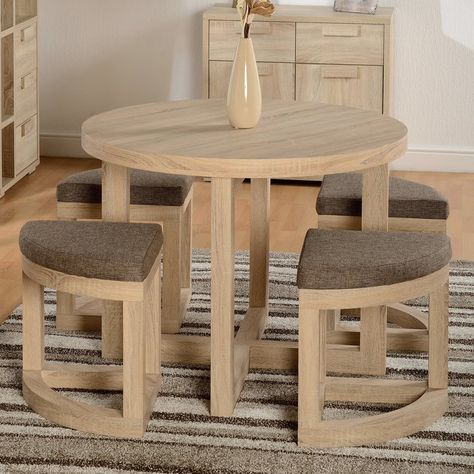 You'll love the Wansley Dining Set with 4 Chairs at Wayfair.co.uk - Great Deals on all Furniture products with Free Shipping on most stuff, even the big stuff. Dining Room Furniture Sets, Wooden Dining Tables, Space Saving Furniture, Wooden Table, Design Case, Pallet Furniture, Dining Room Sets, Round Table, Dining Table Setting