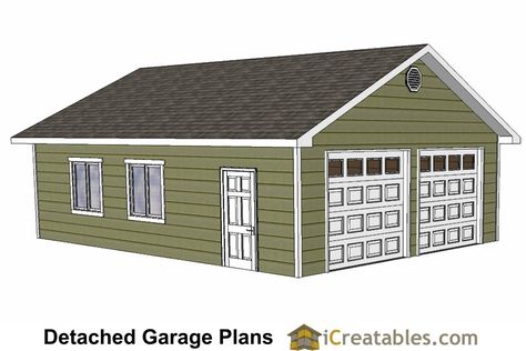 24x32 Garage Plans | iCreatables.com 24x32 Garage Plans, 24x30 Garage Plans, 24x24 Garage Plans, Diy Car Garage, Garage Blueprints, Car Garage Plans, Garage Building Plans, Garage Plans With Loft, 2 Car Garage Plans