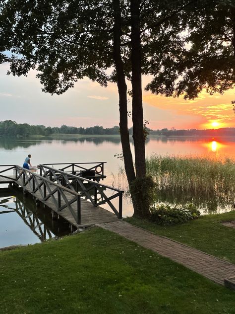 poland, mazury, lake, sunset, massage, summer, vacation Country Lake Aesthetic, Lake Vacation Aesthetic, Lake Town Aesthetic, Lake House Aesthetic Summer, Lakeside Aesthetic, Lake Aesthetics Summer, Summer Cottage Aesthetic, Country Summer Aesthetic, Lake Summer Aesthetic