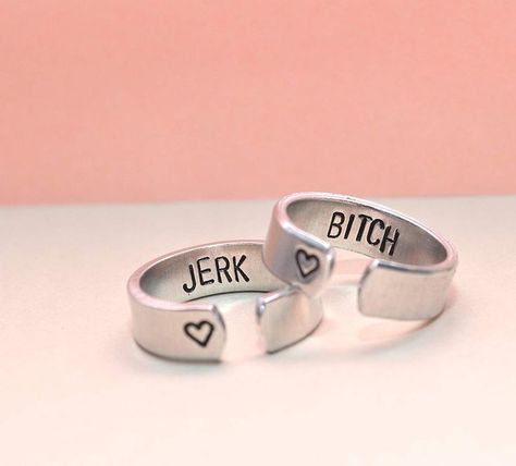 Relationship Rings, Supernatural Rings, Bff Rings, Matching Promise Rings, Cute Promise Rings, Best Friend Rings, Bff Jewelry, Stamped Ring, Bff Bracelets