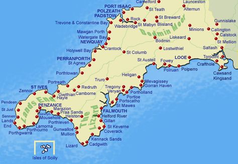 Image Map of Cornwall - Cornwall Online Zennor Cornwall, Padstow Cornwall, Polperro Cornwall, Newlyn Cornwall, Map Of Cornwall England, Map Of Cornwall, Things To Do In Cornwall, Places In Cornwall, Fowey Cornwall