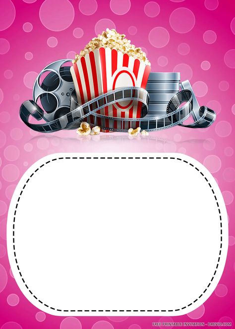 Movie Party Invitations Free Printables, Birthday Party Movie Theme, Party Movie Theme, Movie Party Invitations, Cinema Party, Creative Logo Design Art, Movie Invitation, Pink Movies, Movie Themed Party