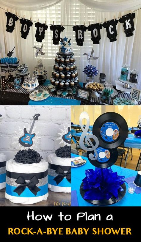 A Rock-A-Bye baby shower is an absolute blast, and it’s a party your guests will be talking about for years. “Rock-A-Bye Baby” is a sweet lullaby that you can take a play on words and turn into a jamming good time full of flashy guitar images and lots of fun tunes. Rock Star Baby Shower ... Read more The post Rock-A-Bye Baby Shower Ideas – Rock Star Theme appeared first on Baby Shower Ideas 4U. Rock A Bye Baby Shower Theme, Rock Baby Shower Ideas, Punk Rock Baby Shower, Beatles Baby Shower, Rock Baby Showers, Beatles Baby, Rock Star Theme, Shower Music, Shower Photos