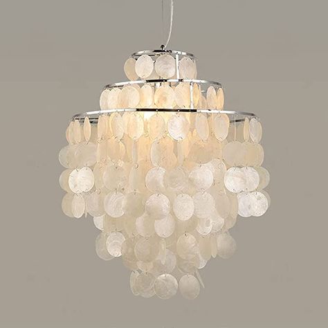 AmazonSmile: NAMFHZW Nordic Seashell DIY Lantern Suspended Chandelier Stainless Steel Wind Chime Pendant Light E27 Ceiling Hanging Lamp Adjustable Kit Luminaire Balcony Hotel Restaurant Lighting : Tools & Home Improvement Diy Pendant Lamp, Shell Hanging, Traditional Restaurant, Shell Chandelier, Shell Lamp, Restaurant Chandelier, Hanging Ceiling Lamps, White Chandelier, Verner Panton