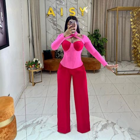 Aisy Fashion, Corset Jumpsuit Outfit, Corset And Trousers Outfit, Ankara Two Piece, Corporate Outfit, Ankara Jumpsuit, 2piece Outfits, Chic Dress Classy, Trouser Outfit