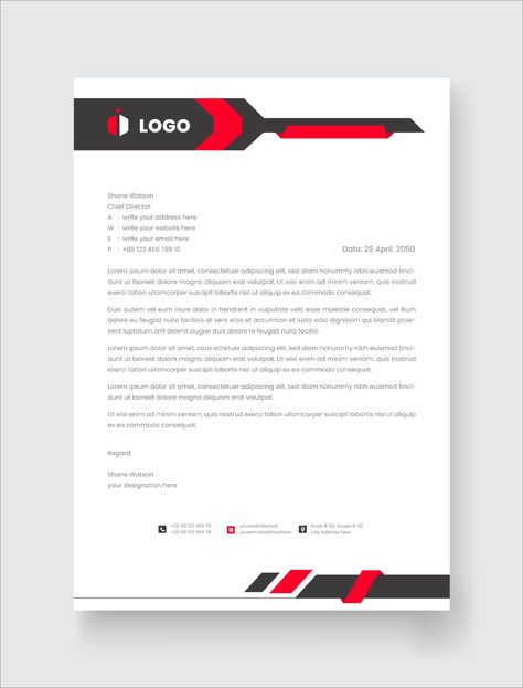 PSD professional and minimalist corporate letterhead template design Professional Letterhead, Design Document, Logo Elements, Company Letterhead, Letterhead Business, Header Design, Business Identity, Letterhead Template, Letterhead Design