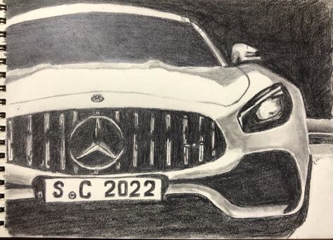 Pencil drawing Mercedes Drawing, Mercedes Amg Gt R, Pencil Shading, Pencil Sketches, Sketches Simple, Honda Logo, Gt R, Realistic Drawings, Cute Cars