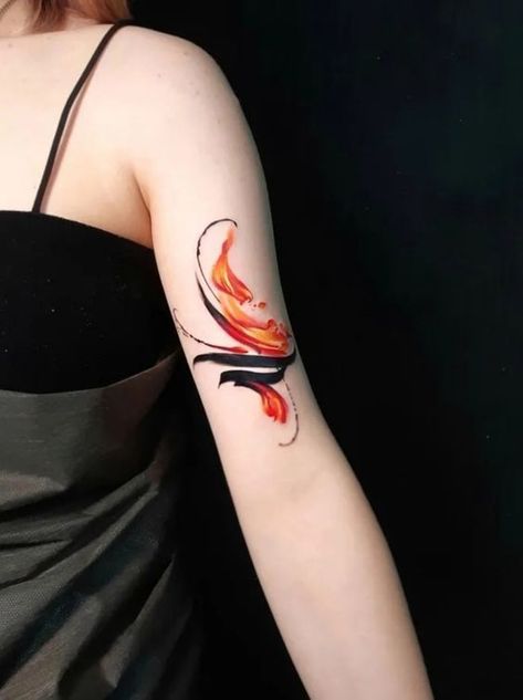 Asoue Tattoo, Long Tattoos, Band Tattoo For Women, Illustrative Tattoos, Illustrative Tattoo, Phoenix Tattoo Feminine, Brush Tattoo, Uv Tattoo, Rune Tattoo