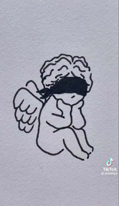 Cupid Drawing, Traditional Tattoo Outline, Herren Hand Tattoos, Cupid Tattoo, See Tattoo, American Traditional Tattoo Ideas, Traditional Tattoo Ideas, Doodle Tattoo, Tattoos Geometric