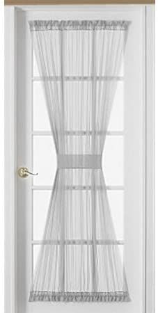 Amazon.com: Emelia Sheer Door Panel Curtain 63" Long - White : Home & Kitchen French Door Curtain Panels, Door Panel Curtains, French Door Curtain, Blinds For French Doors, French Door Curtains, Small Window Curtains, Curtain Window, Patio Curtains, French Doors Patio