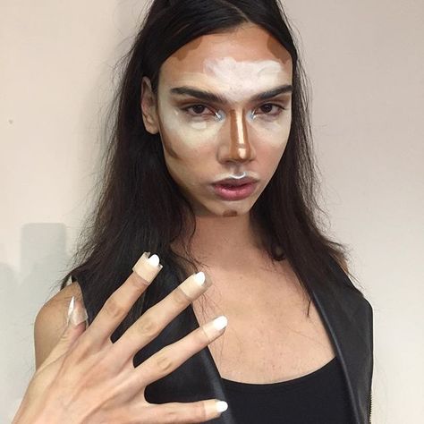 The final beauty look @hoodbyair that was in no way inspired by the Kardashians. Makeup: @maccosmetics; hair: @bumbleandbumble, nails: @nailsbymarysoul. | : @kathou #nyfw Hood By Air, Runway Makeup, The Kardashians, No Way, Soundtrack, Makeup Looks, Nose Ring, Women Wear, Film