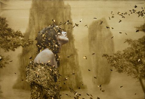 Brad Kunkle abstract nature beauty realism romanticism Silver Leaf Painting, Brad Kunkle, Bo Bartlett, Artist Profile, Painted Leaves, Surreal Art, Figurative Art, American Artists, Gold Leaf