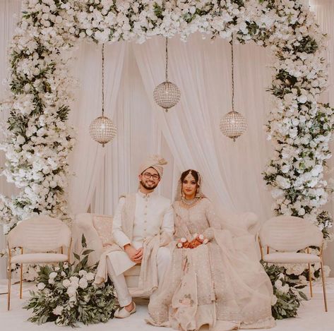 Muslim Nikah, Pakistani Wedding Decor, Nikah Decor, Nikah Ceremony, Simple Stage Decorations, Wedding Stage Decor, Wedding Background Decoration, Wedding Reception Design, Wedding Entrance Decor