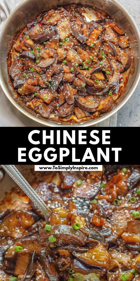 Eggplant Recipes Asian, Soy Garlic Sauce, Chinese Eggplant Recipes, Vegetarian Chinese Recipes, Eggplant Recipes Healthy, Chinese Side Dishes, Eggplant With Garlic Sauce, To Simply Inspire, Chinese Eggplant