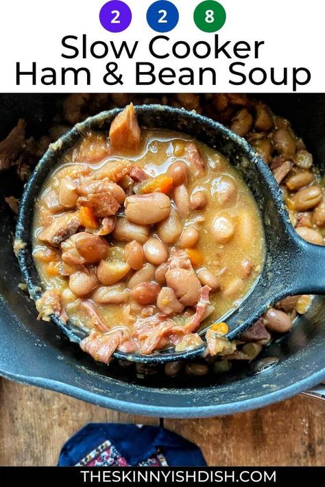 Bean Soup Crockpot, Skinnyish Dish, Ham And Bean, Slow Cooker Beans, Slow Cooker Ham, Crockpot Ham, Comforting Soup, Ham Steaks, Holiday Ham