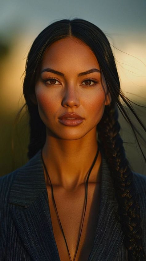 Natural Model Poses, Beauty Face Women Portraits, Racially Ambiguous Women, Short Hairstyle Prom, Black Female Character Inspiration, Simple Portrait Photography, Simple Self Portrait, Female Native American, Native American Makeup