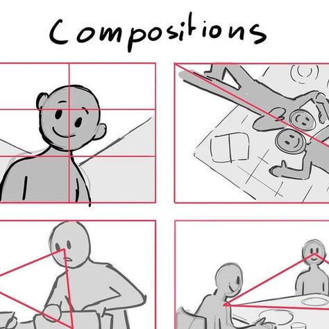 Mitch Leeuwe on Instagram: "Posted the reel earlier. But here are some images about composition to make it easier to understand. These are just guides, and you don’t need them to make something cool. But they can help you get started and make your illustrations readable and clear.

#art #draw #artist #myart #layout #filmmaking #movie #moviescenes #digitalart #learntodraw #storyboarding" Procreate Storyboard, Mitch Leeuwe, Miyazaki Storyboard, Ghibli Storyboard, Storyboard Film, Hayao Miyazaki Storyboard, Storyboard Illustration, Graphic Design Tutorials Learning, Storyboard Artist