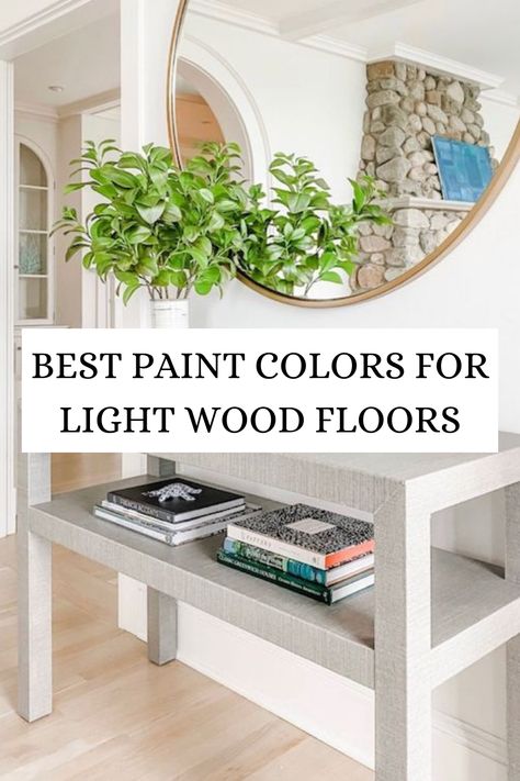 My favorite wall paint colors that go the best with light wood floors. Color Palette For Light Wood Floors, Wall Color For Light Floors, Light Bamboo Flooring Living Rooms, Paint Colors With Light Oak Floors, Paint Colors For Light Hardwood Floors, Wall Color With White Oak Floors, Light Wood Floor Bathroom Ideas, Paint For Light Wood Floors, Wall Paint For Oak Floors