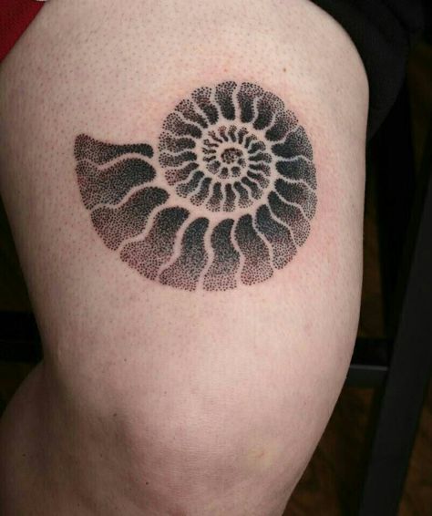 Ammonite Tattoo, Chemistry Tattoo, Pointillism Tattoo, Science Tattoo, Mario Tattoo, Science Tattoos, Brain Tattoo, Seashell Tattoos, Octopus Tattoo Design