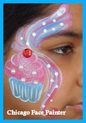 Candy Face Paint, Cupcake Makeup, Cake Face Makeup, Fairy Face Paint, Cheek Art, Face Painting Tutorials, Face Painting Easy, Kids Face Paint, Face Paintings