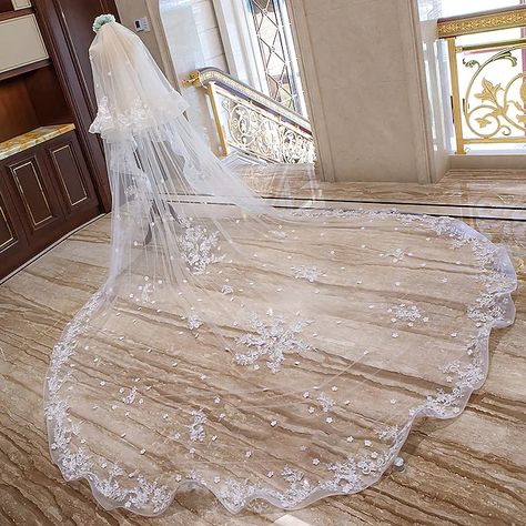 Jane Bb, Wedding Veil With Lace, Cheap Wedding Veil, Veil Ideas, Veil With Lace, Ivory Bridal Veil, Cathedral Wedding Veil, Cathedral Wedding Veils, Low Cost Wedding