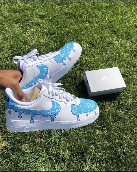 Air Force One Shoes, Blue Drip, Painted Shoes Diy, Custom Shoes Diy, Nike Shoes Air Force, Jordan Shoes Girls, Custom Nike Shoes, All Nike Shoes, Nike Shoes Jordans