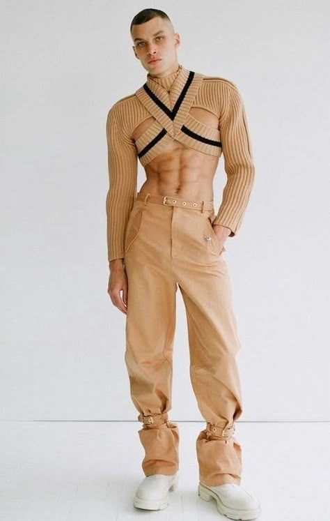 Mode Queer, Male Crop Top, Gender Fluid Fashion, Gay Outfit, Genderless Fashion, Gay Fashion, Queer Fashion, Mens Fashion Inspiration, Futuristic Fashion