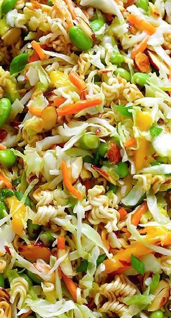 Crunchy Asian Ramen Noodle Salad, Asian Ramen Noodle, Asian Ramen Noodle Salad, Asian Ramen, Potluck Salad, Ramen Noodle Salad, Noodle Salad Recipes, Resep Salad, Ramen Noodle