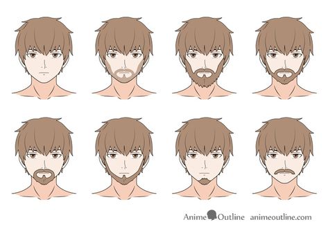 How to Draw Anime Facial Hair Beards & Mustaches - AnimeOutline Anime Facial Hair, Draw Facial Hair, How To Draw Boy, Cocoplay Eyes, Mustache Drawing, Draw Boy, Story References, Chibi Poses, Beard Drawing