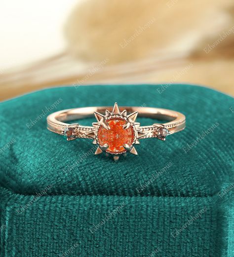 Sunstone Engagement Ring, Alexandrite Wedding Ring, 3mm Ring, Sun Ring, Engagement Ring Women, Unique Engagement Ring Settings, Tiaras Jewellery, Cute Engagement Rings, Opal Wedding Rings