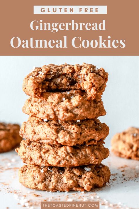 Gingerbread Oatmeal Cookies, Ginger Oatmeal, Gingerbread Oatmeal, Gluten Free Cookies Easy, Ginger Spice Cookies, Gluten Free Oatmeal Cookies, Vegetarian Gluten Free, Gluten Free Gingerbread, Cookie Recipes Unique