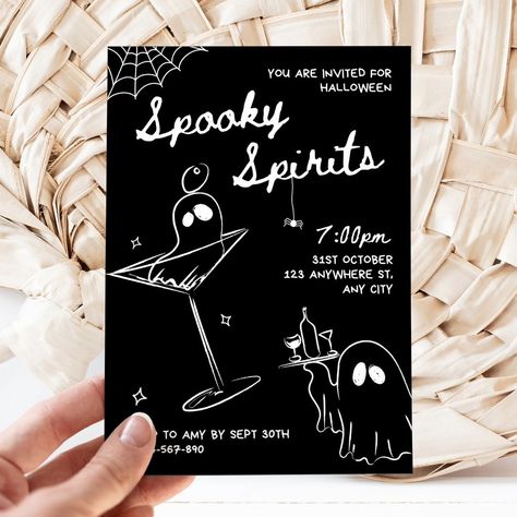 It's time for spooky spirits for a Halloween party! 👻🍸 This hand drawn style scribble Halloween invitation template, will prepare you for a Halloween cocktail party like no other! This Halloween invite set is easy to edit, ready for your upcoming ghouls night out or Halloween drinks. Planning a Halloween gathering just got easier! With these handdrawn style stunning spooky season themed handwritten invitation editable templates. The perfect way to plan a spooky party. This black and white ... Hand Written Invitations, Halloween Cocktail Party, Halloween Fiesta, Ghouls Night, Halloween Invitation Template, Halloween Invite, Halloween Cocktail, Halloween Party Printables, Spooky Party