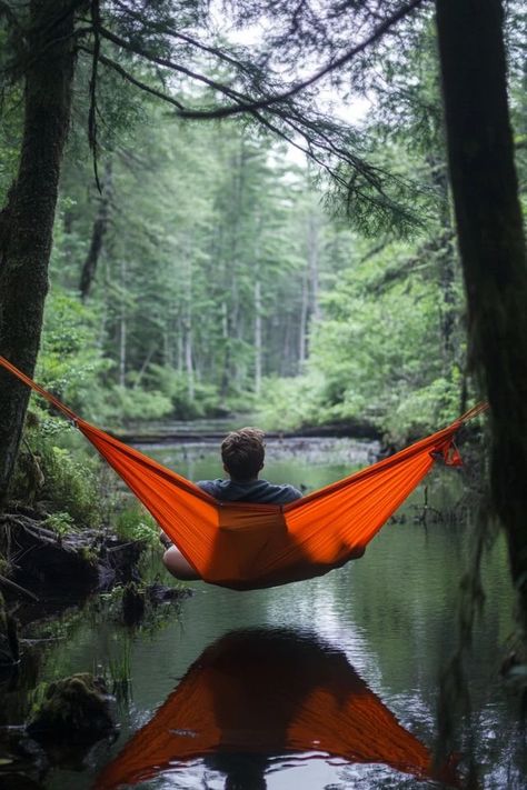 "🌿🛏️ Relax in style with hammock camping! Enjoy the ultimate comfort while swinging between the trees and soaking in nature. 🌲☀️ #HammockCamping #RelaxInNature #OutdoorComfort" Camping Hacks Tent, Hammock Aesthetic, Car Camping Hacks, Tent Camping Aesthetic, Beach Trailer, Cool Camping Gadgets, First Camping Trip, Camping Essentials List, Packing Essentials List