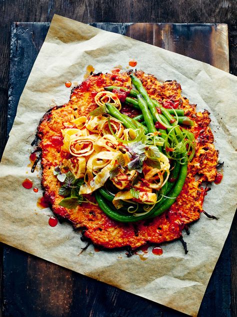 Carrot And Kimchi Fritters With Chilli Egg | Donna Hay Kimchi Fritters, Egg Chilli Recipe, Plant Meals, Bean Balls, Tabouli Recipe, Donna Hay Recipes, How To Cook Greens, Creamy Mustard Sauce, Fresh Meals