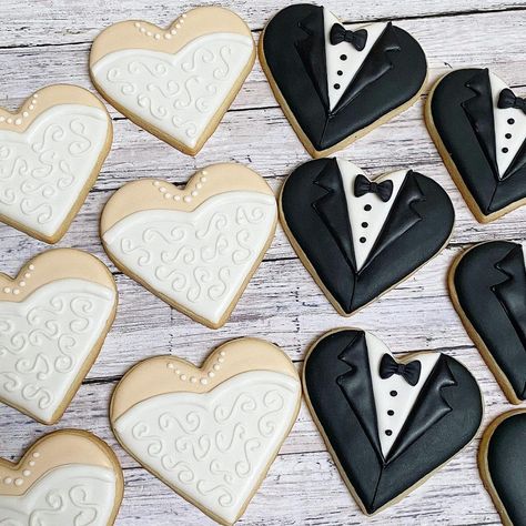 Wedding Dessert Favors, Dessert Favors, Groom Cookies, Wedding Cookies Decorated, Bride Cookies, Heart Shaped Sugar Cookies, Wedding Dress Cookies, Wedding Shower Cookies, Heart Sugar Cookie