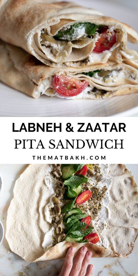 Lebanese Sandwich Recipes, Lebanese Bread Wrap, Labneh Sandwich Recipe, Zaatar Sandwich, Arabic Sandwich, Lebanese Lunch, Labneh And Zatar, Recipes Using Labneh, Lebanese Breakfast Ideas