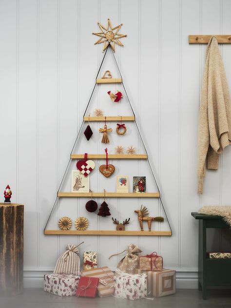 First Glimpse of IKEA's 2023 Christmas Collection Ikea Christmas Tree, Wall Mounted Christmas Tree, Ikea Christmas, Minimalist Christmas Decor, Scandi Christmas, Alternative Christmas Tree, Ikea Storage, Tree Wall Decor, Storage Hacks