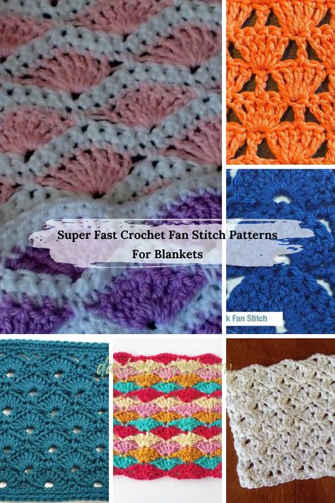 Super fast crochet stitches: this blanket grows really fast, by 3.5 inches each pattern and it has a really good thickness for blankets. Fan Stitch Crochet Pattern, Crochet Fan Stitches, Crochet Fan Stitch Pattern, Fan Crochet Stitch, Fast Crochet Stitches, Fan Stitch Crochet, Crochet Fan Stitch, Crochet Fan, New Stitch A Day