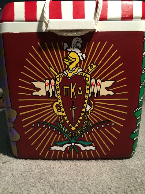 Pi Kappa Alpha crest fraternity cooler Pi Kappa Alpha Cooler, Pike Cooler Ideas Fraternity, Pike Frat Cooler, Pike Cooler, Pike Fraternity, Nola Cooler, Formal Coolers, Fraternity Cooler, Formal Cooler Ideas