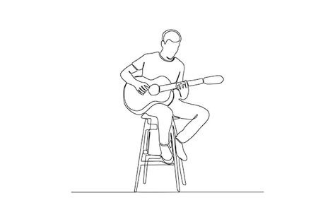 Continuous line drawing of a male playin... | Premium Vector #Freepik #vector #guitar-player #guitarist #playing-music #playing-guitar Guitar Player Drawing, Guitar Illustration, Mind Map Design, Guitar Vector, Guitar Drawing, Digital Art Beginner, Continuous Line Drawing, Sweet Stories, Mandala Design Art