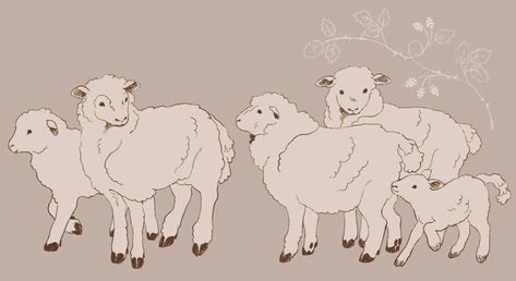 Sheep Drawing Reference, How To Draw A Sheep, Sheep Oc Art, Shepherd Character Design, Sheep Drawing Illustration, Sheep Monster, Sheep Doodles, Chibi Sheep, Cute Sheep Drawing