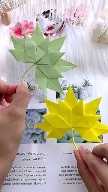 Origami Leaves, D Design, Origami Love, Book Origami, Baby Cap, Origami Art, Paper Folding, Homemade Crafts, Cardboard Crafts