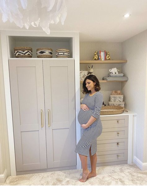 Nursery Cupboard, Celebrity Nurseries, Modern Baby Nursery, Wardrobe Images, Baby Room Closet, Built In Wardrobes, Lucy Mecklenburgh, Baby Beds, Stacey Solomon