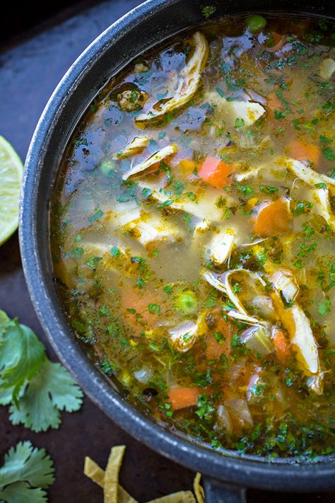 Zesty Chicken & Rice Soup, and Finding Pleasure and Gratitude at the Bottom of an Empty Bowl Brothy Chicken Tortilla Soup, Chicken Soup With Cilantro, Brothy Soups, Brothy Soup Recipes, Soup With Cilantro, Brothy Soup, Zesty Chicken, Vegetables Rice, Veggie Broth