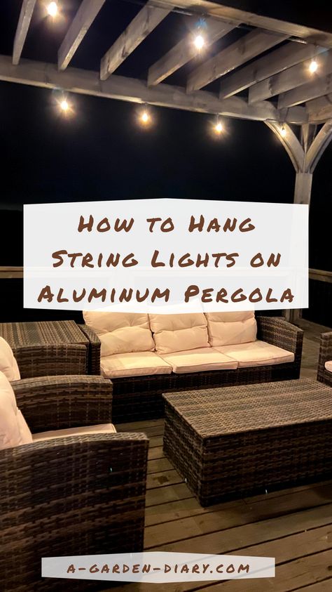 Light up your nights with the perfect string lights on your aluminum pergola! This guide provides everything you need to know about how to hang string lights on an aluminum pergola. Discover easy, secure methods to attach your lights, ensuring they stay in place while enhancing your outdoor ambiance. Whether it's for a festive occasion or everyday enjoyment, these tips will help you achieve a picture-perfect look effortlessly. String Lights On Pergola, Pergola Lights String Ideas, Pergola String Lights, Costco Pergola, How To Make A Chandelier, Outdoor Ambiance, Succulent Bowls, Hanging String Lights, Patio Lights