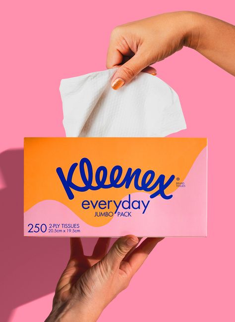 Kleenex Everyday Packaging - Michele Verze Kleenex Tissues, Packaging System, Coffee Shop Branding, Baby Products Packaging, Skincare Packaging, Mood And Tone, Box Packaging Design, Paper Packaging, Branding Packaging