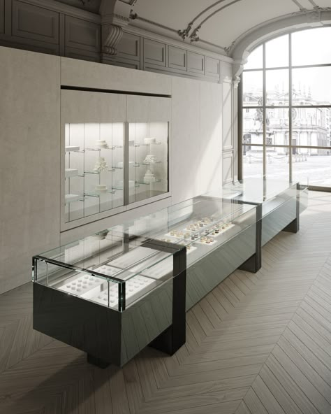 Display Table Design, Table Display Design, Product Display Table, Glass Display Table, Modern Jewelry Store, Jewelry Table, Jewelry Shop Display, Jewelry Store Displays, Jewelry Store Interior