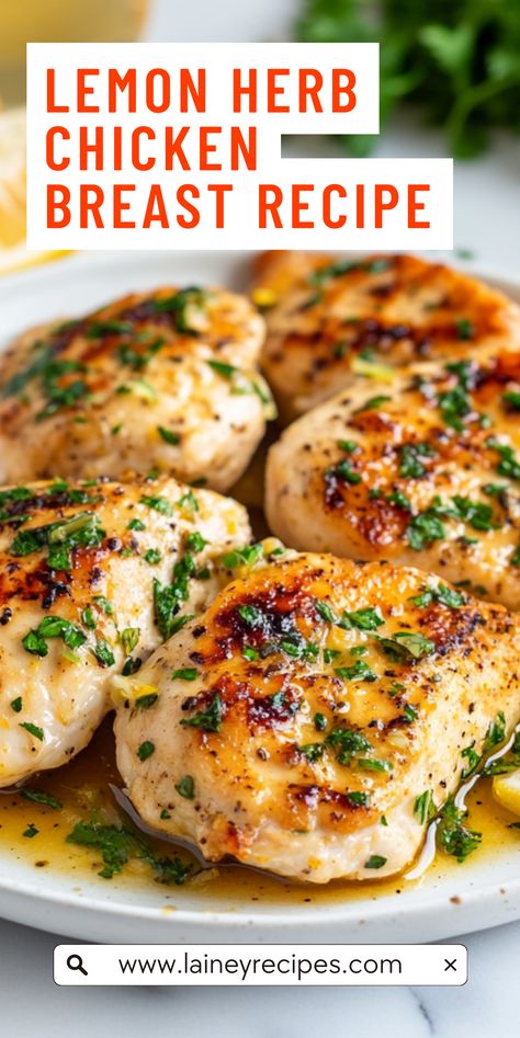 Craving a light, flavorful dinner? This Lemon Herb Chicken Breast Recipe is the ultimate comfort food, featuring tender chicken breasts marinated with zesty lemon, garlic, and aromatic herbs. Ready in just 30 minutes, it’s perfect for weeknight dinners and pairs beautifully with roasted vegetables, rice, or a fresh salad. Save this pin for later and enjoy a bright, herbaceous meal that’s both easy and delicious! #LemonHerbChicken #ChickenRecipes #HealthyDinners #QuickMeals #WeeknightDinner #EasyRecipes #LemonLovers Lemon Garlic Chicken Freezer Meal, Lemon Herb Parmesan Chicken, Lemon Garlic Herb Chicken, Baked Lemon Herb Chicken, Lemon And Chicken Recipes, Herbed Chicken Breast, Clean Eating Chicken Breast Recipes, Clean Chicken Breast Recipes, Low Cholesterol Chicken Breast Recipes