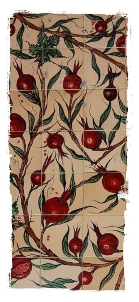 Medieval Pomegranate, Greek Prints, Seven Of Cups, Tree Mosaic, Pomegranate Tree, Cool Beans, Vintage Tile, Hand Crafts, Hand Painted Furniture