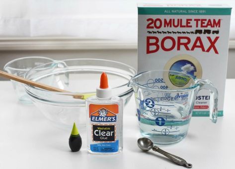 Easy Homemade Slime with Borax and Glue ⋆ Savvy Saving Couple Making Slime With Borax And Glue, Borax Activator Recipe, Make Slime With Borax And Glue, Clear Slime Recipe With Borax And Glue, How To Make Slime With Clear Glue, How To Make Slime With Borax And Glue, Slime Recipe Easy Borax And Glue, Fluffy Slime Recipe With Borax Easy, Slime Borax And Glue